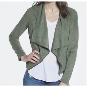 Blank NYC Faux Suede Sage Olive Green Moto Jacket